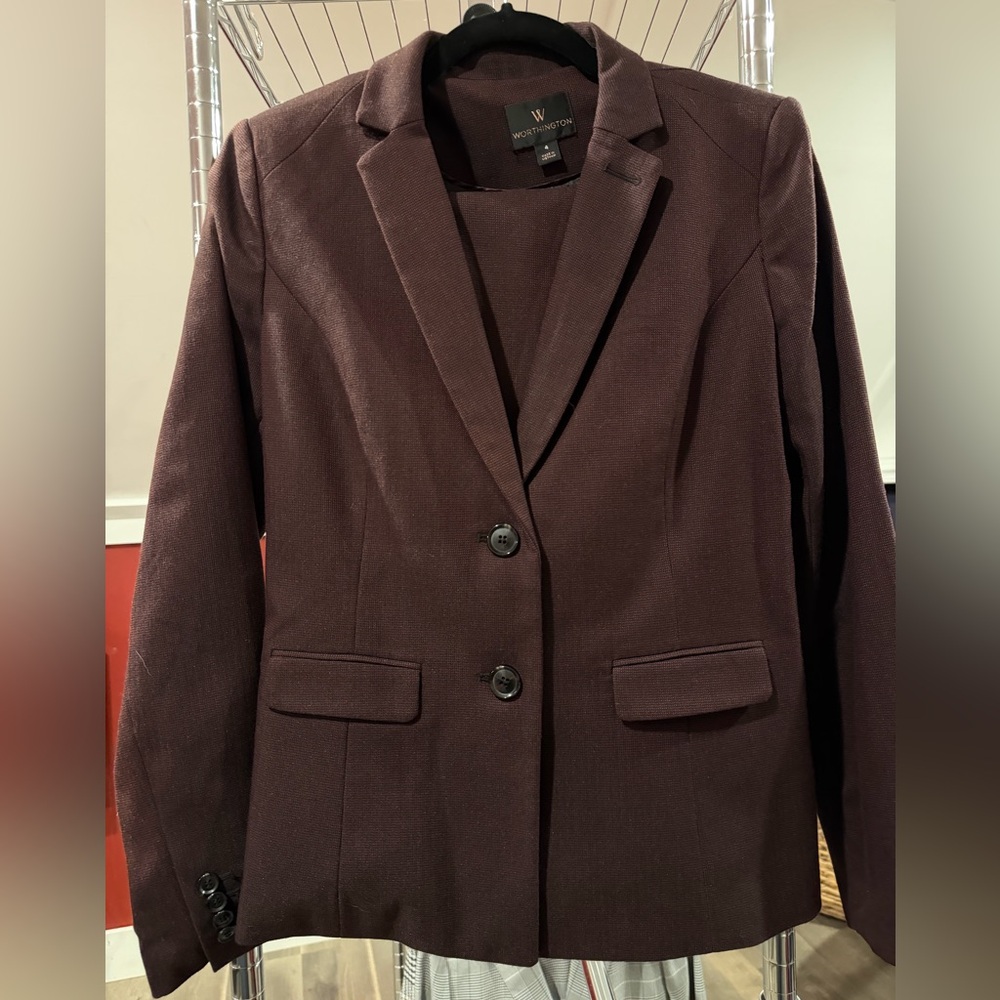 Worthington Women's Maroon Blazer and Skirt